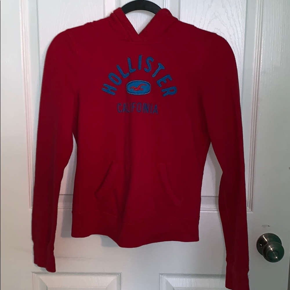 Hollister red sweatshirt.